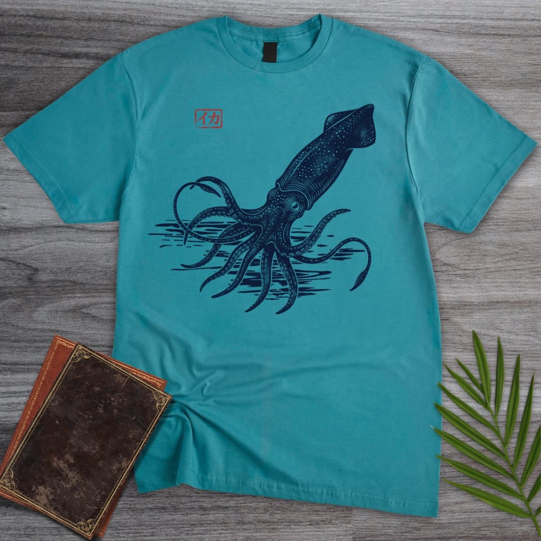 T-Shirt Tropical Blue / S Japanese Tusoteuthis Colossal Squid T-Shirt