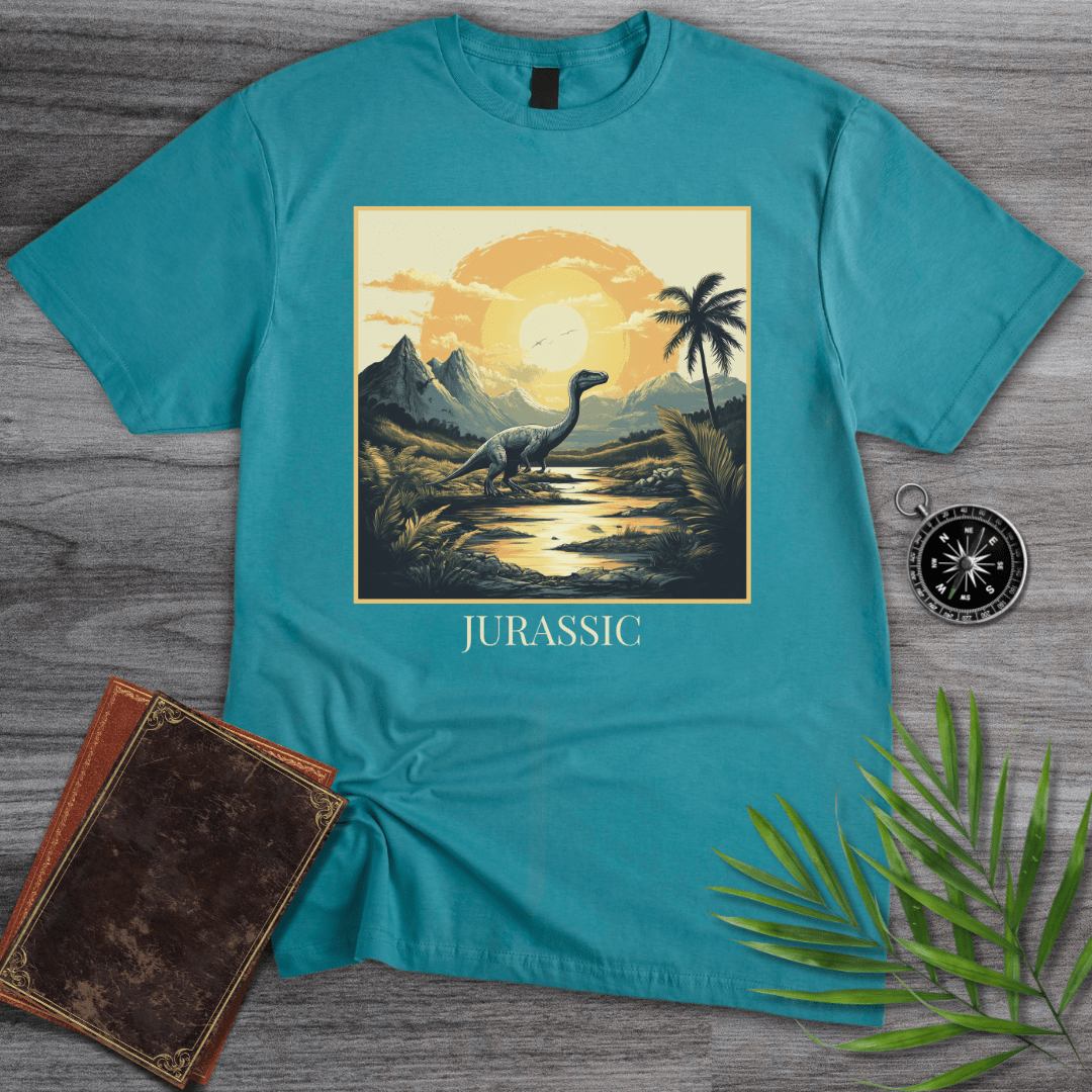 T-Shirt Tropical Blue / S Jurassic Theropod at Dawn T-Shirt