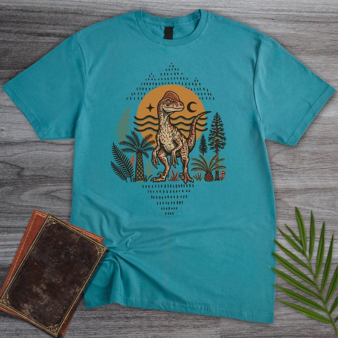 T-Shirt Tropical Blue / S Mesozoic Deinonychus Wanderlust T-Shirt