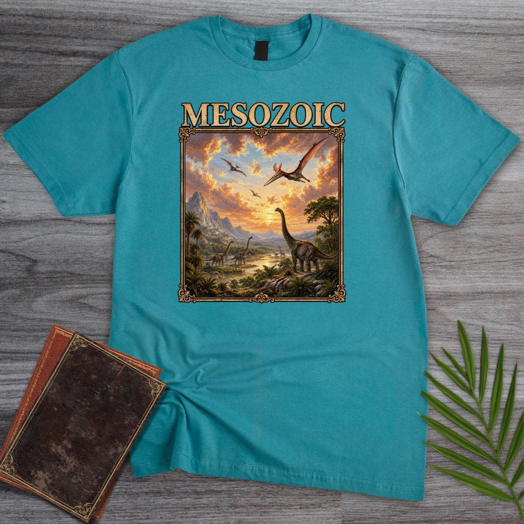 T-Shirt Tropical Blue / S Mesozoic Dinosaur Landscape T-Shirt