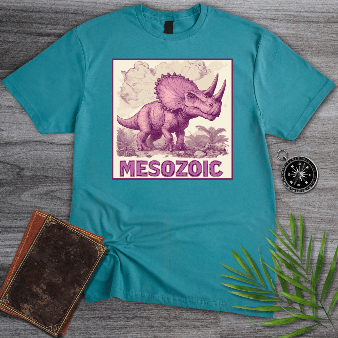 T-Shirt Tropical Blue / S Mesozoic Triceratops Dinosaur Environment T-Shirt