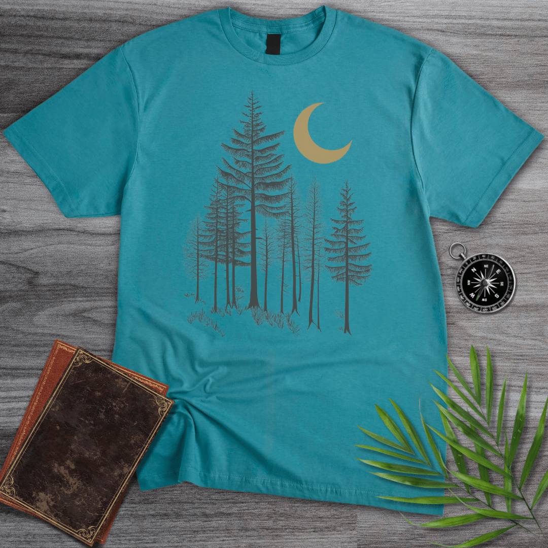T-Shirt Tropical Blue / S Midnight Pine Moon Forest T-Shirt
