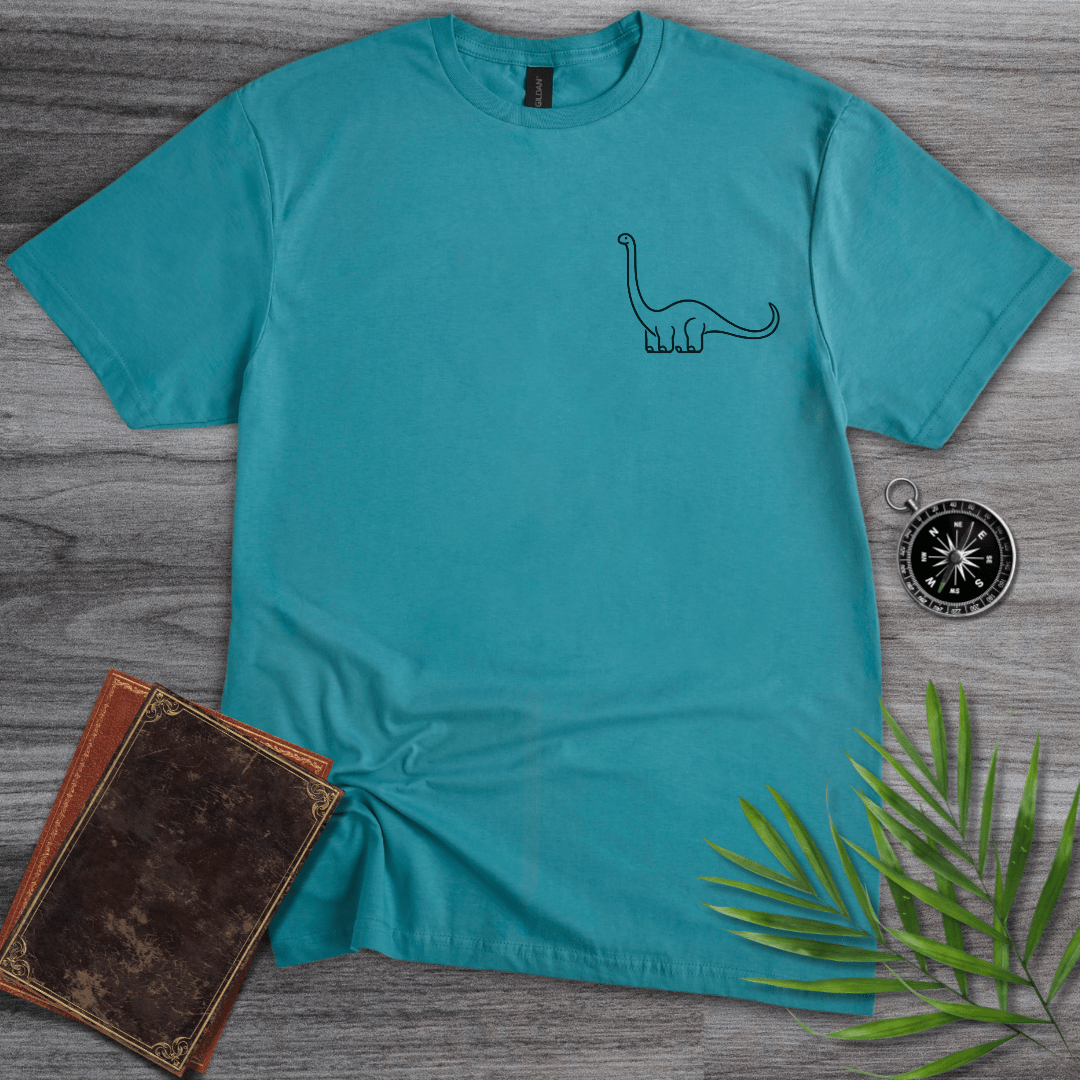 T-Shirt Tropical Blue / S Minimalist Brachiosaurus Line-Art T-Shirt