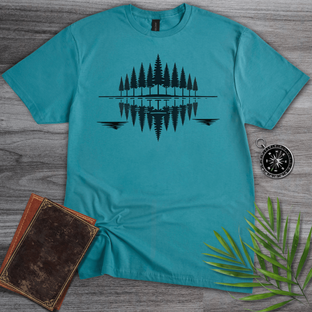 T-Shirt Tropical Blue / S Minimalist Pine Tree Reflection T-Shirt