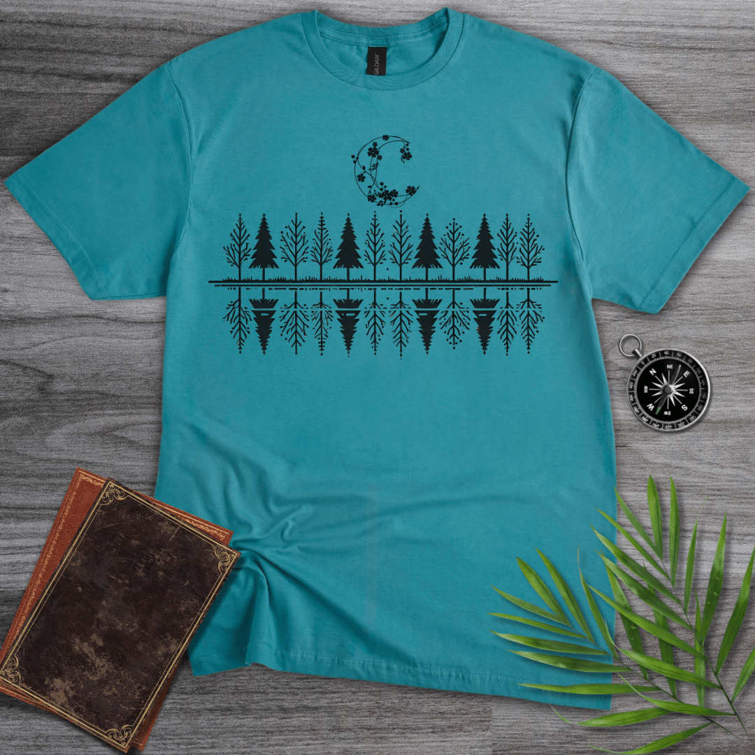 T-Shirt Tropical Blue / S Minimalist Tree & Moon T-Shirt