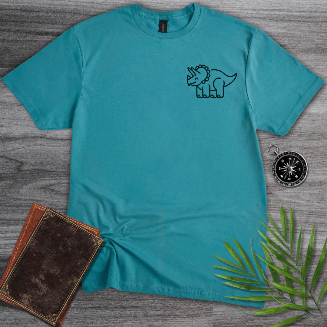 T-Shirt Tropical Blue / S Minimalist Triceratops Line-Art T-Shirt