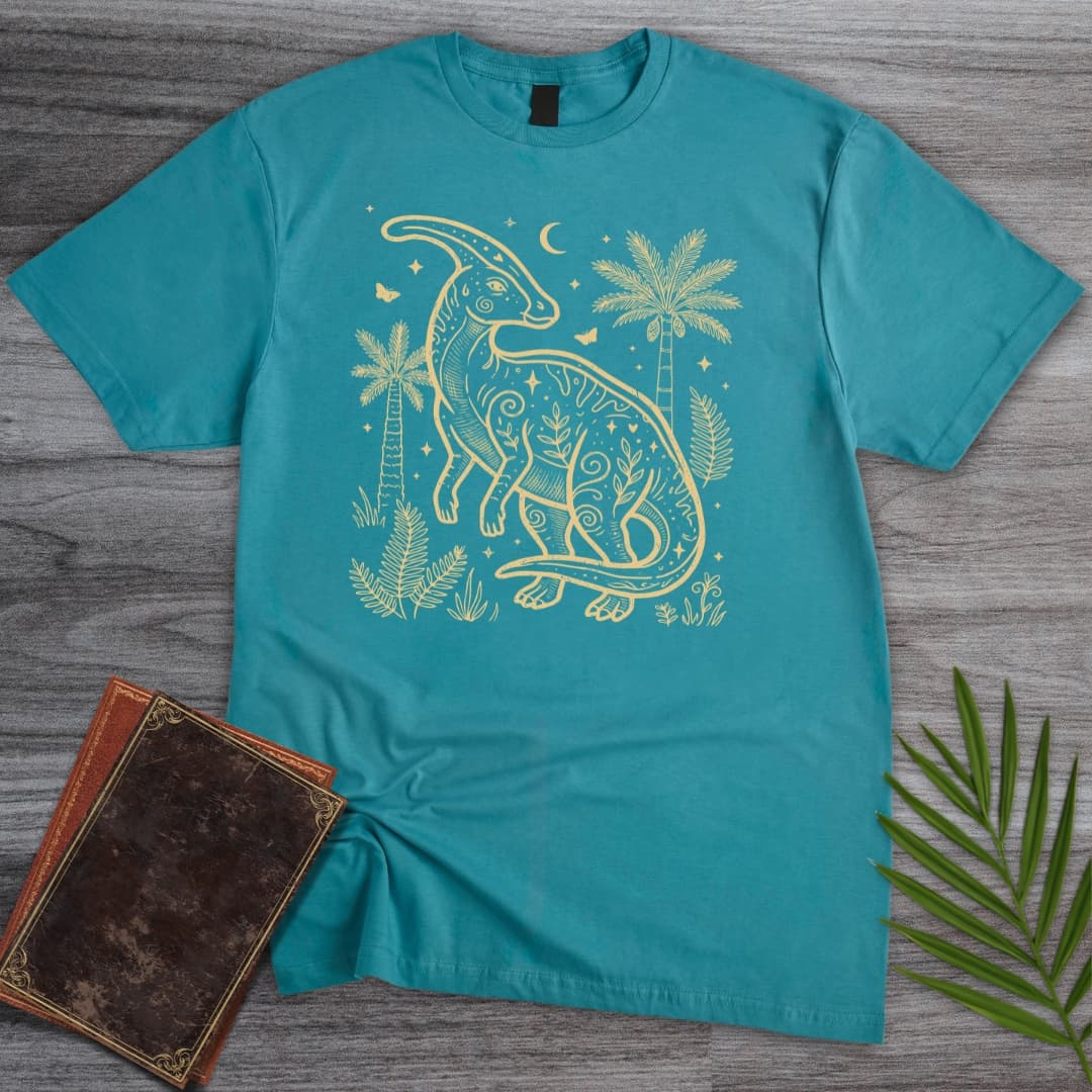 T-Shirt Tropical Blue / S Moonlit Parasaurolophus T-Shirt
