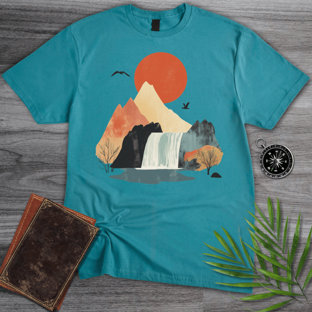 T-Shirt Tropical Blue / S Mountain Waterfall Serenity T-Shirt