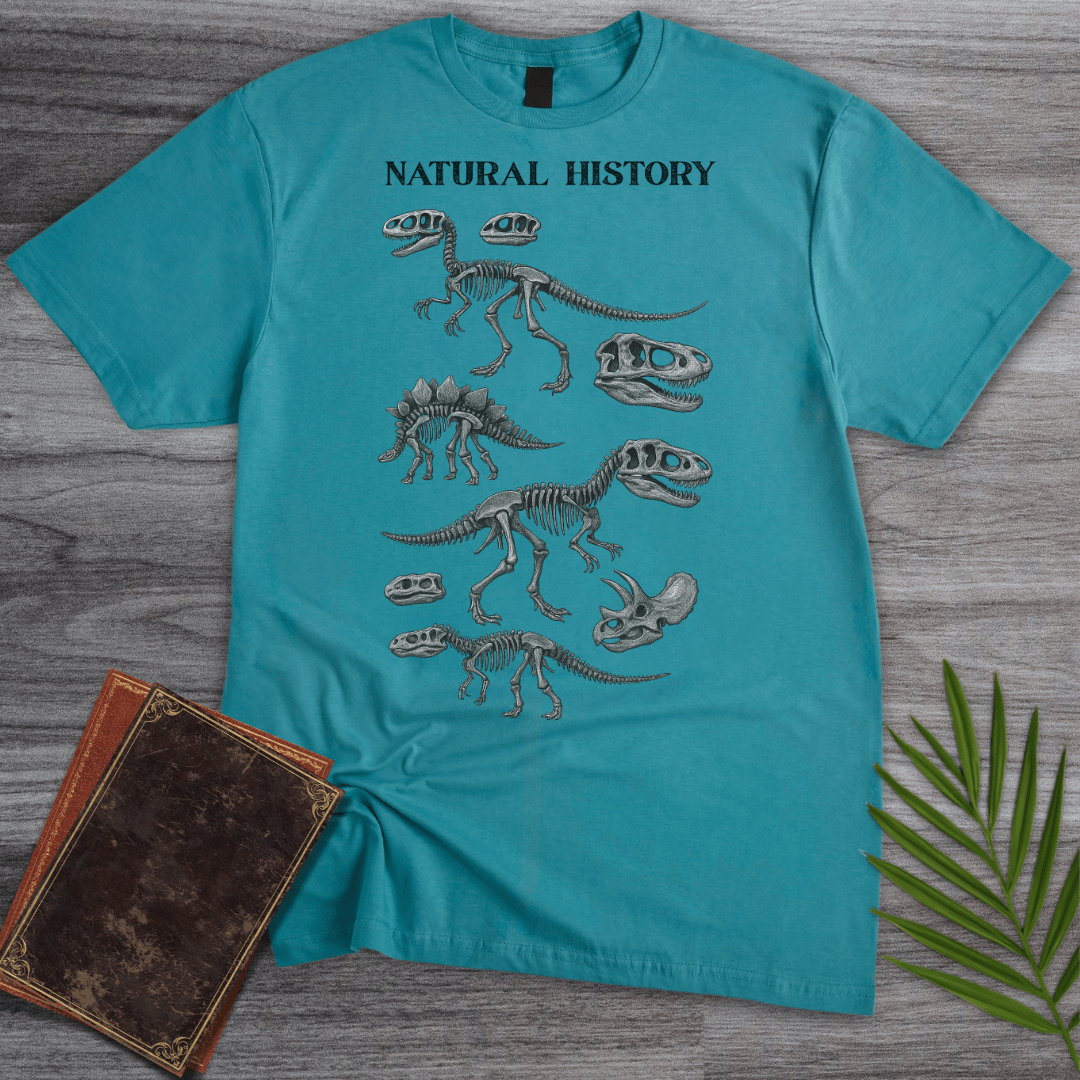T-Shirt Tropical Blue / S Natural History: Paleontology Fossils T-Shirt