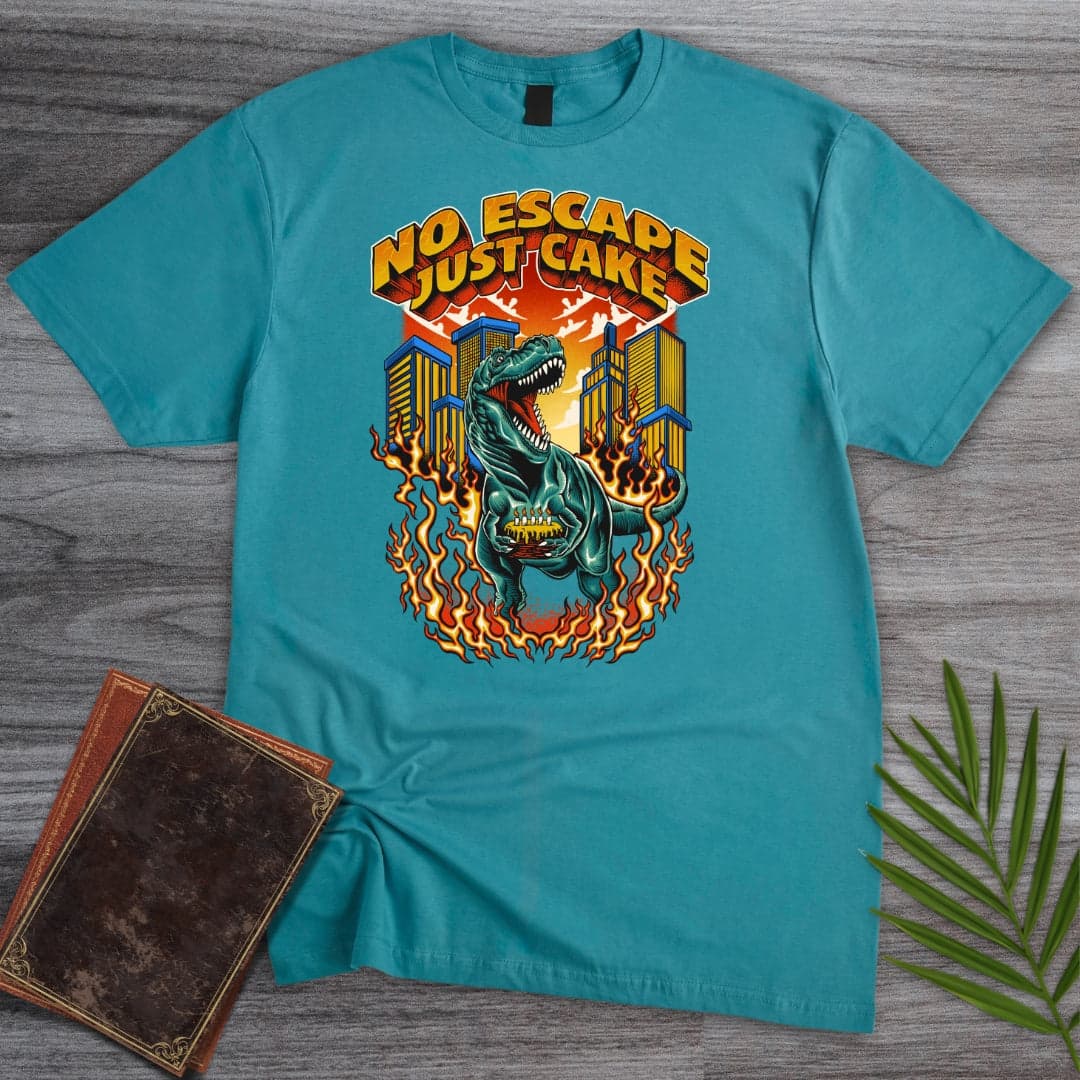 T-Shirt Tropical Blue / S No Escape Just Cake T.rex T-Shirt (Akbar Sansa)