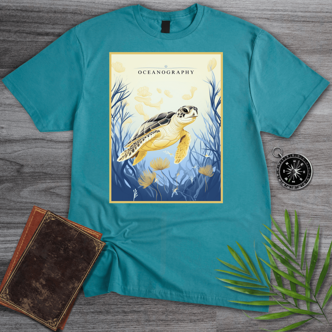 T-Shirt Tropical Blue / S Oceanography: Marine Biology Sea Turtle T-Shirt
