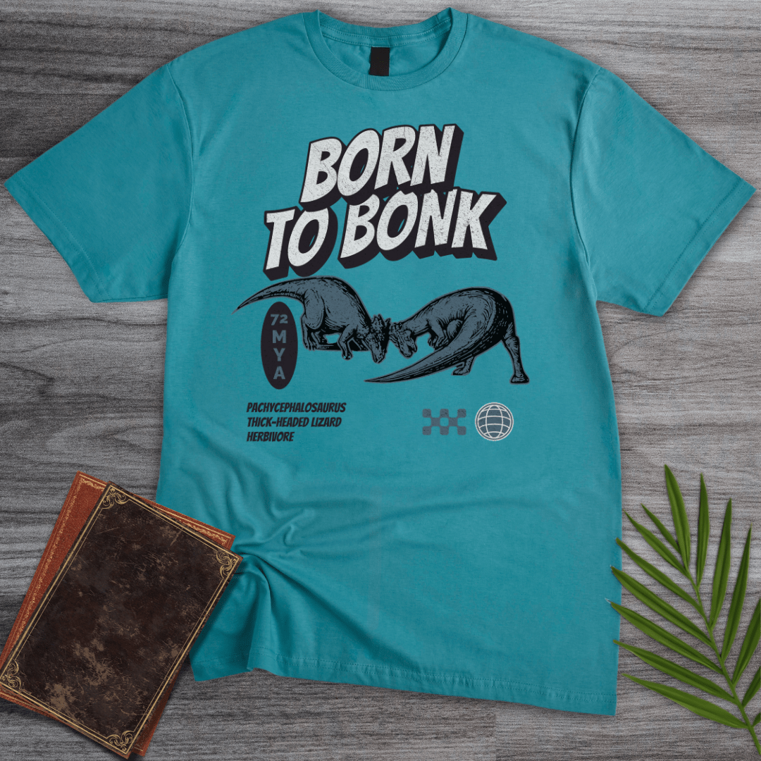 T-Shirt Tropical Blue / S Pachycephalosaurus Born to Bonk T-Shirt