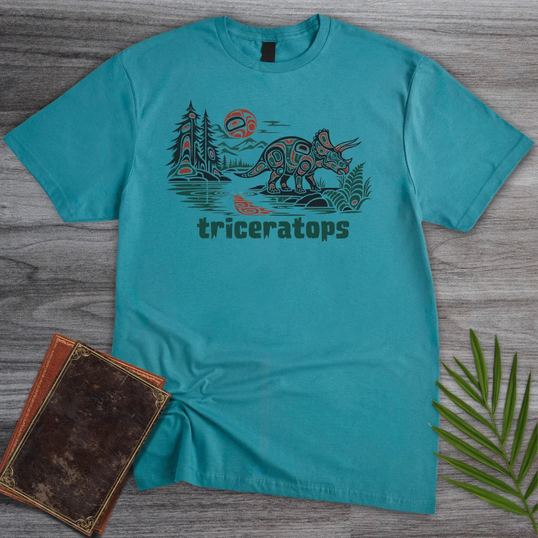 T-Shirt Tropical Blue / S Pacific Northwest Triceratops T-Shirt