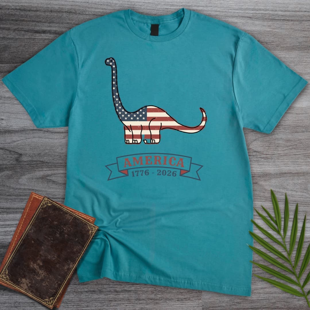 T-Shirt Tropical Blue / S Patriotic Brachiosaurus Americas 250th T-Shirt