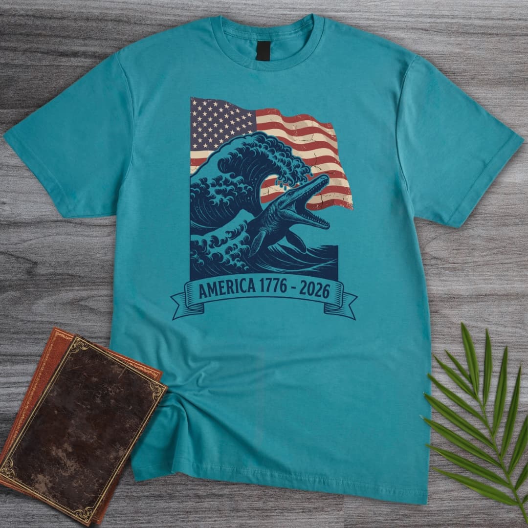 T-Shirt Tropical Blue / S Patriotic Mosasaur Americas 250th T-Shirt