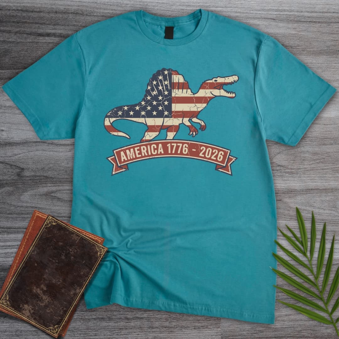 T-Shirt Tropical Blue / S Patriotic Spinosaurus Americas 250th T-Shirt