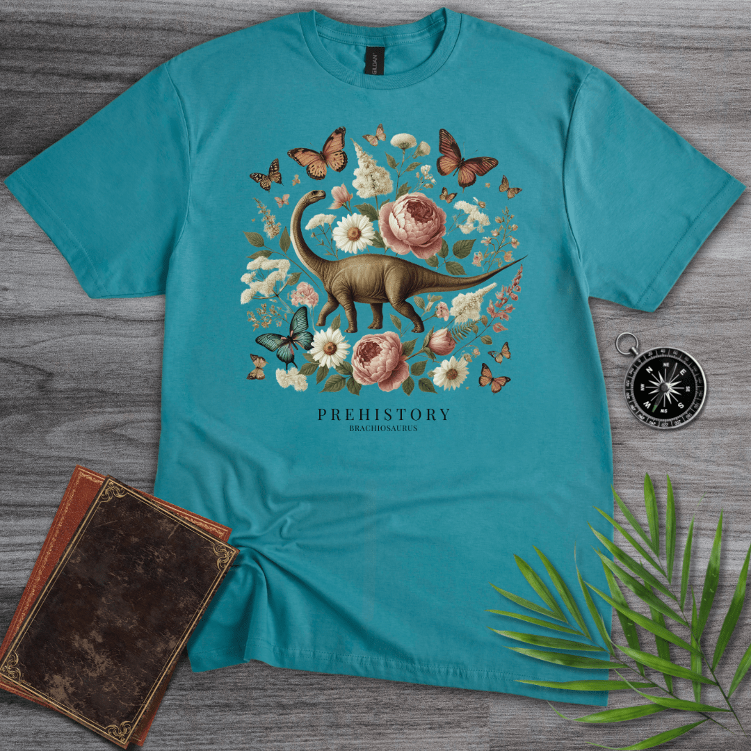 T-Shirt Tropical Blue / S Prehistory Brachiosaurus Flower & Nature T-Shirt