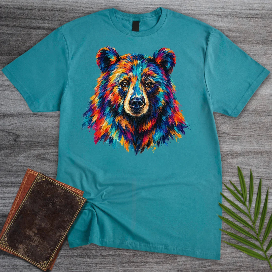 T-Shirt Tropical Blue / S Rainbow Grizzly Bear T-Shirt