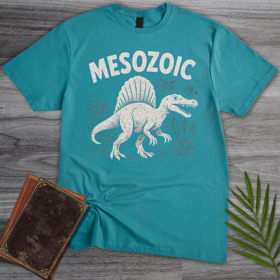 T-Shirt Tropical Blue / S Retro Mesozoic Spinosaurus Cartoon T-Shirt