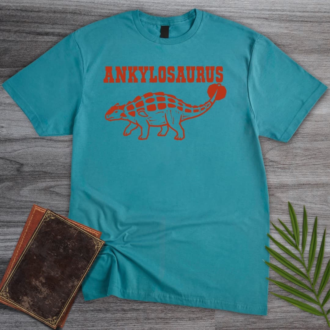 T-Shirt Tropical Blue / S Rust Red Ankylosaurus T-Shirt