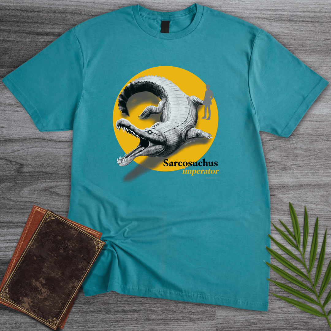 T-Shirt Tropical Blue / S Sarcosuchus River Giant T-Shirt (palaeoden_art)
