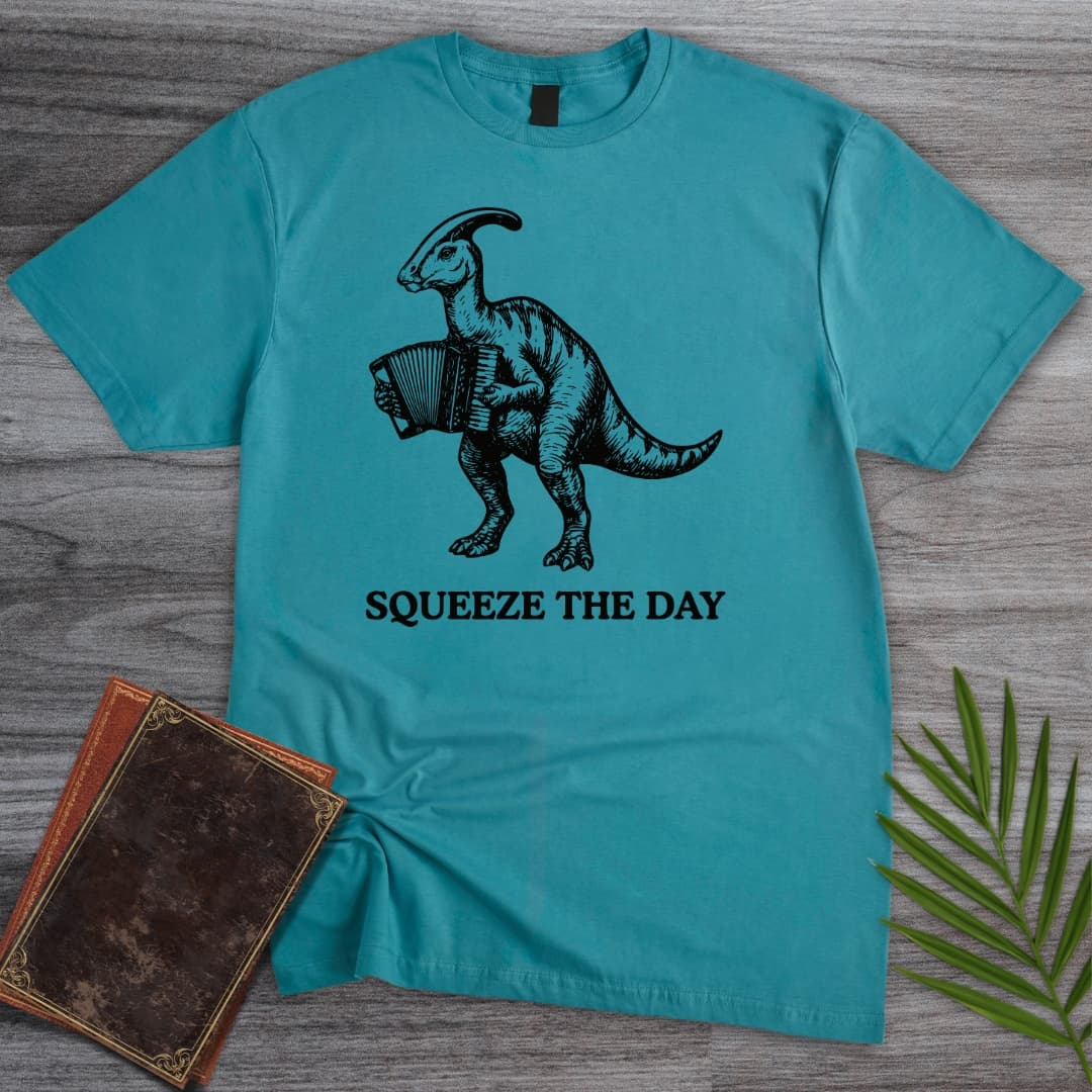 T-Shirt Tropical Blue / S Squeeze The Day Accordion Dino T-Shirt