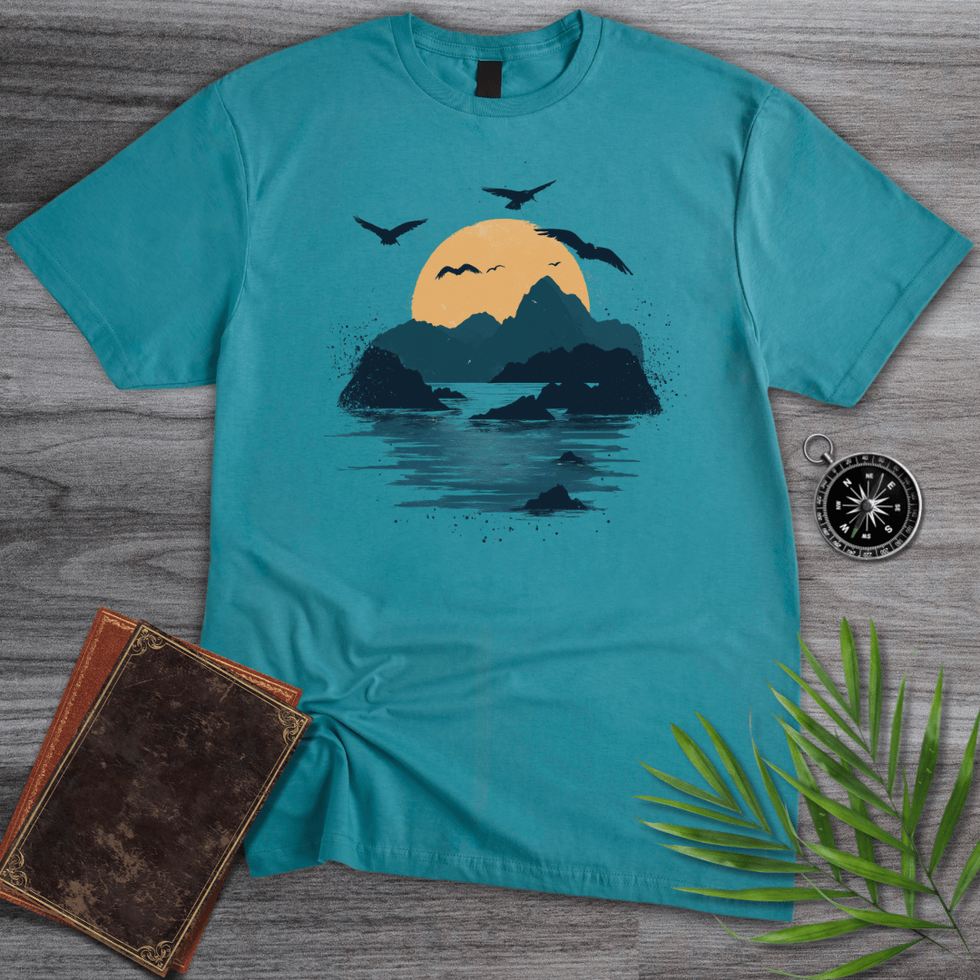 T-Shirt Tropical Blue / S Sunset Coastal Shores Graphic T-Shirt