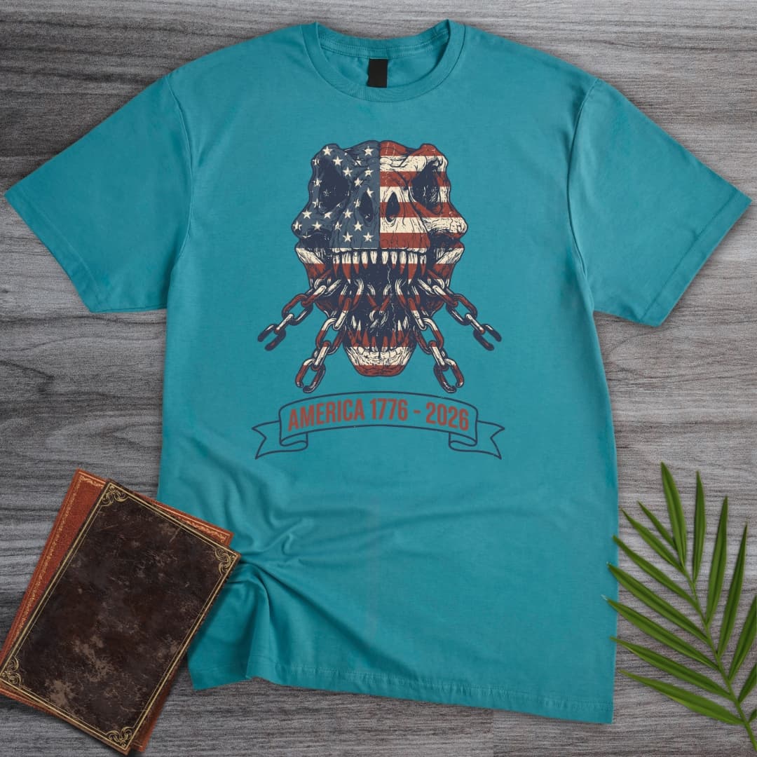 T-Shirt Tropical Blue / S T-Rex Skull Chains Americas 250th T-Shirt
