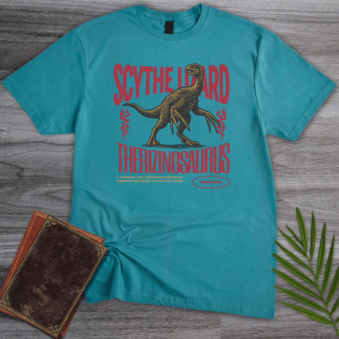 T-Shirt Tropical Blue / S Therizinosaurus Scythe Lizard Vintage T-Shirt