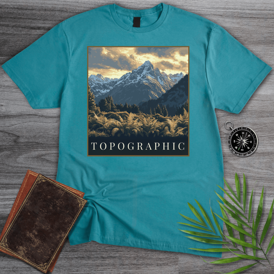 T-Shirt Tropical Blue / S Topographic Stone Mountain T-Shirt