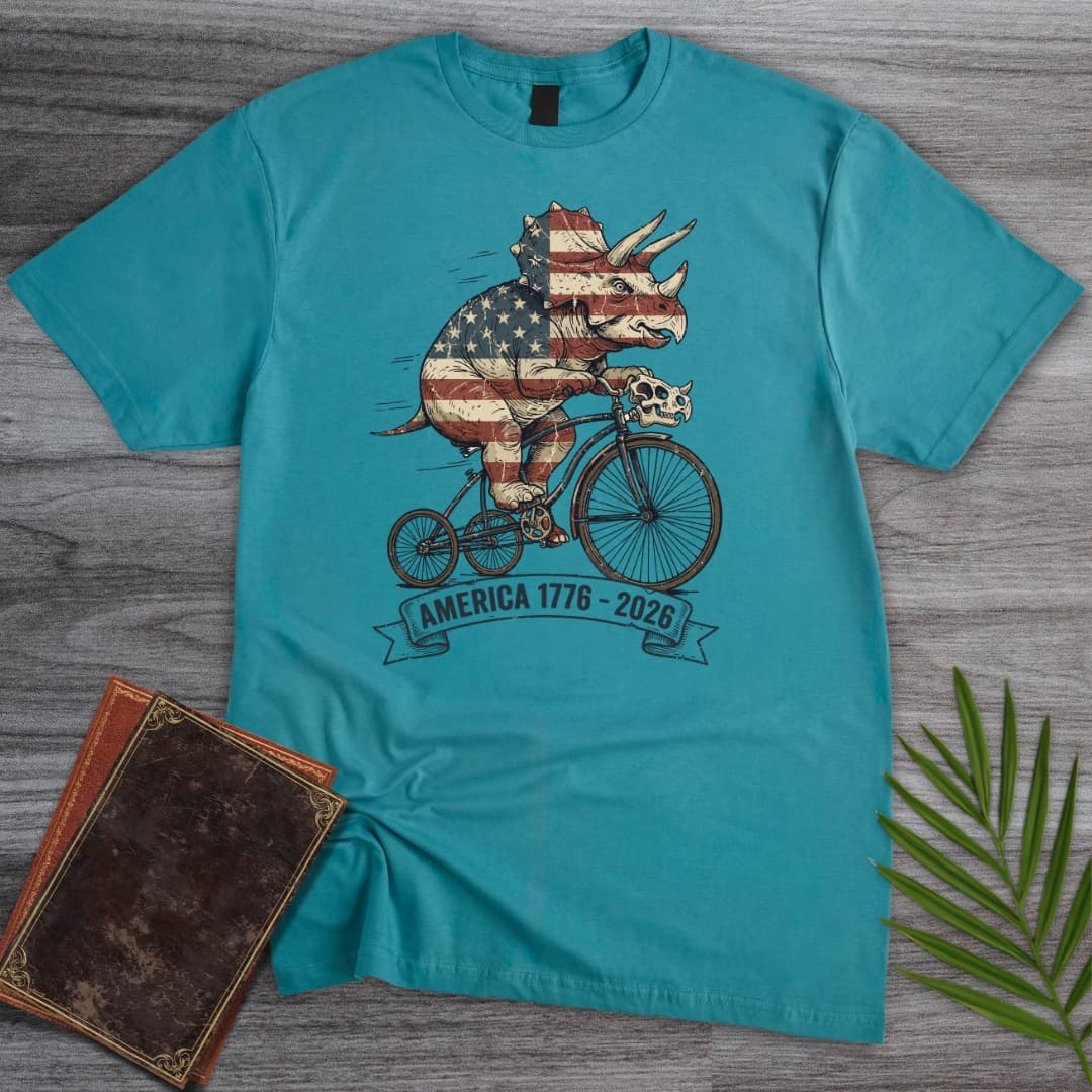 T-Shirt Tropical Blue / S Triceratops Bicycle Americas 250th T-Shirt