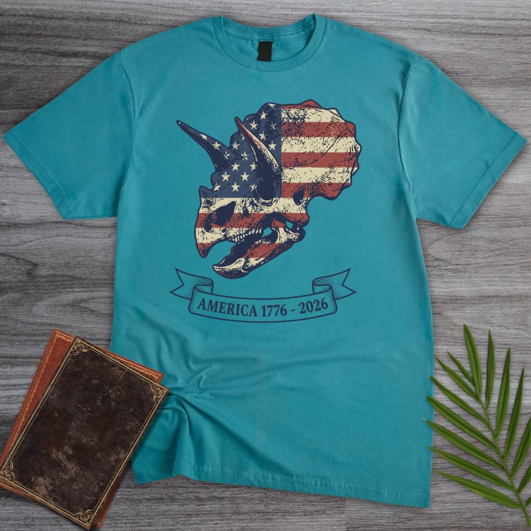 T-Shirt Tropical Blue / S Triceratops Skull Americas 250th T-Shirt
