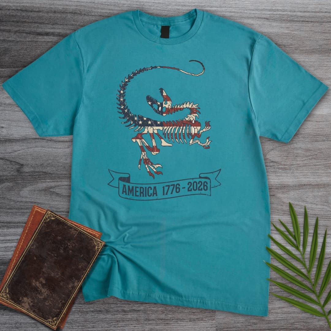 T-Shirt Tropical Blue / S Velociraptor Fossil Americas 250th T-Shirt