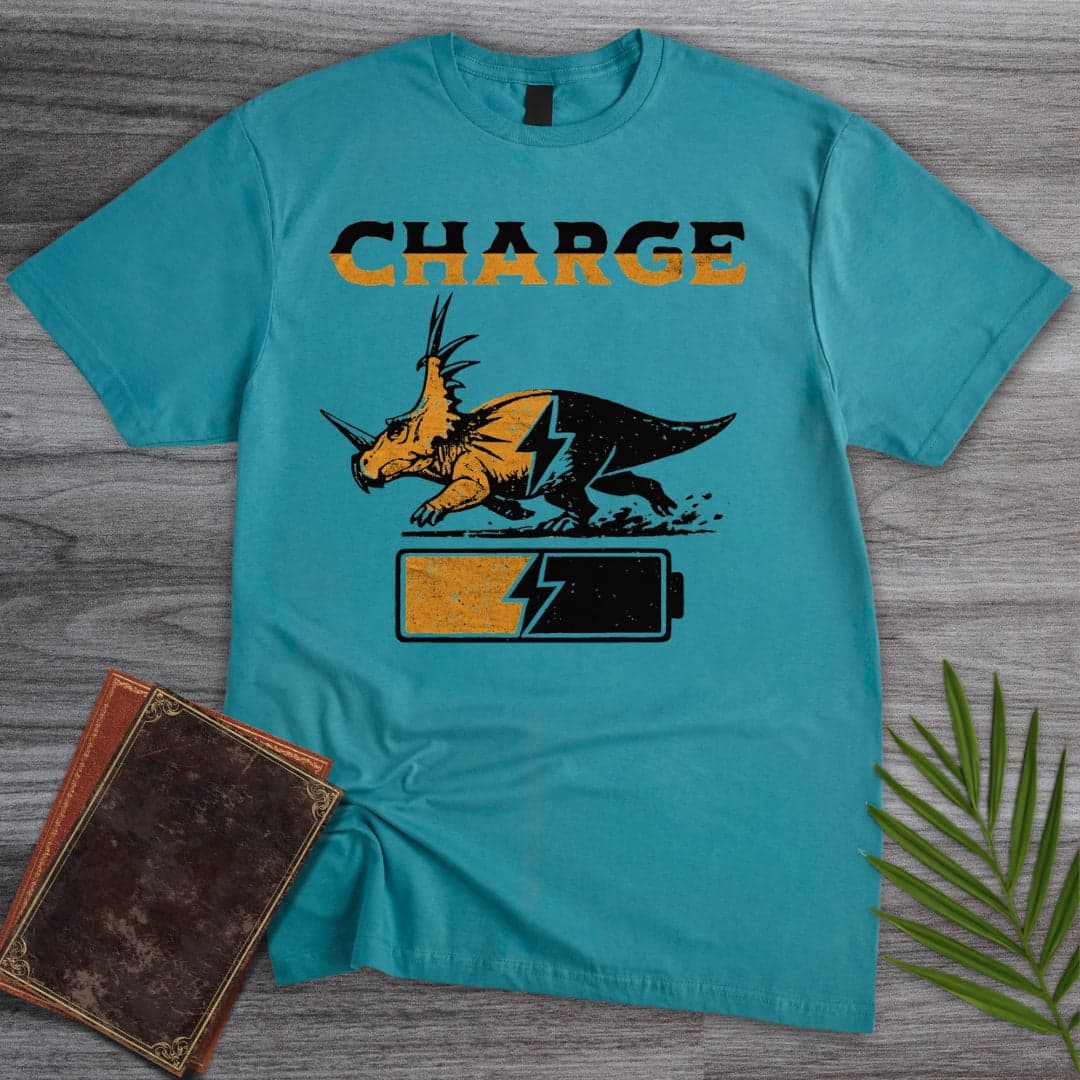 T-Shirt Tropical Blue / S Vintage Charging Styracosaurus T-Shirt