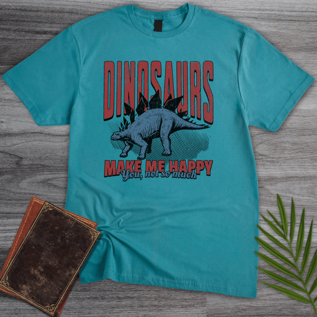 T-Shirt Tropical Blue / S Vintage Dinosaurs Make Me Happy T-Shirt