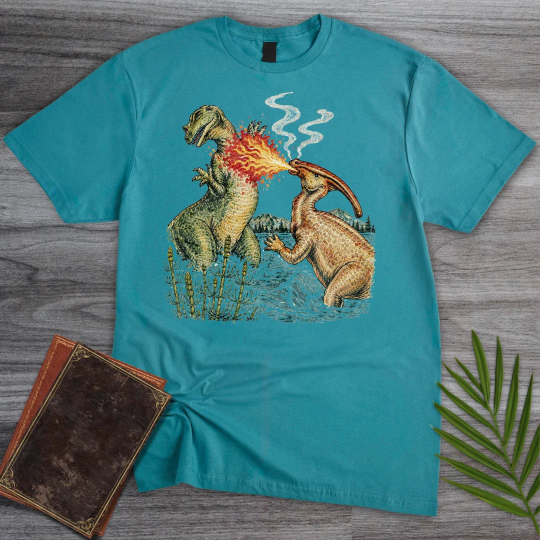 T-Shirt Tropical Blue / S Vintage Fire Breathing Dino T-Shirt