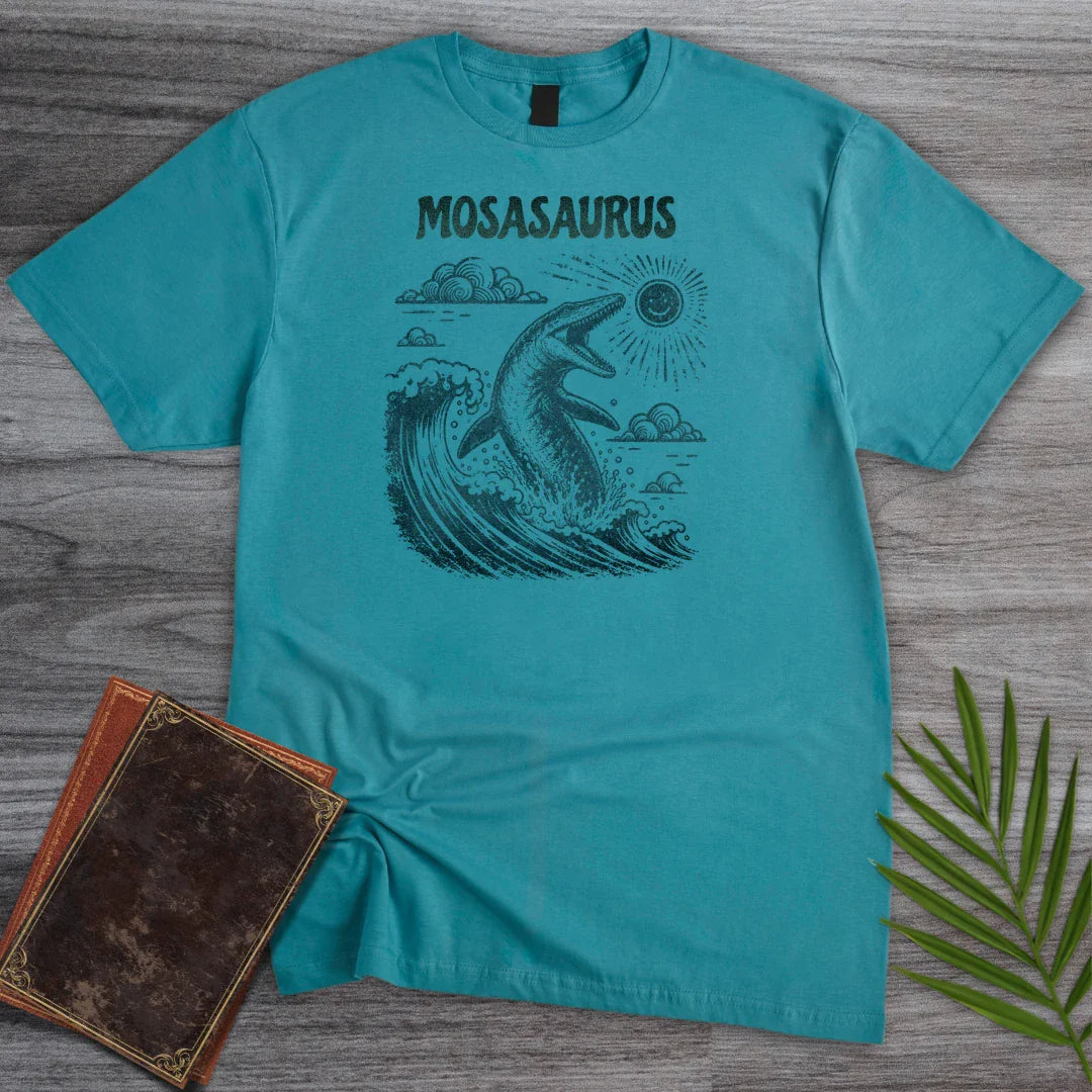 T-Shirt Tropical Blue / S Vintage Mosasaurus Beach T-Shirt