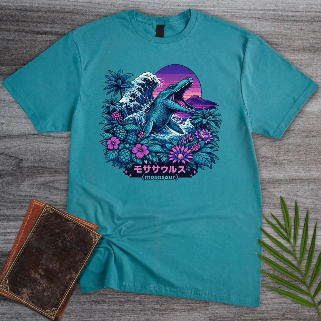 T-Shirt Tropical Blue / S Vintage Retro Mosasaur T-Shirt