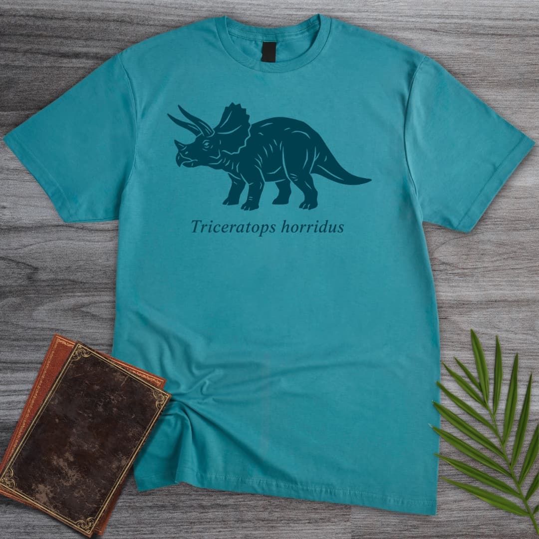 T-Shirt Tropical Blue / S Vintage Teal Triceratops T-Shirt
