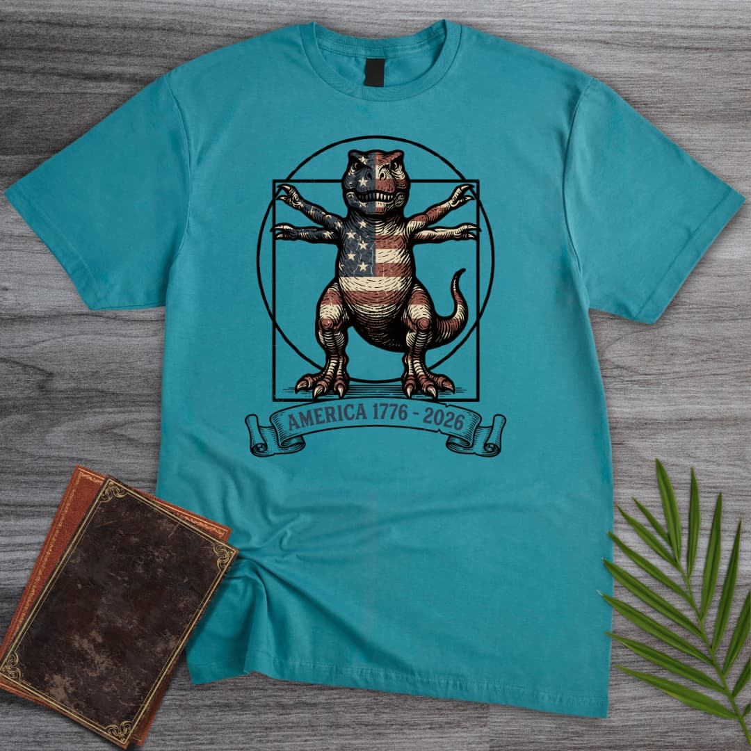 T-Shirt Tropical Blue / S Vitruvian T-Rex Americas 250th T-Shirt