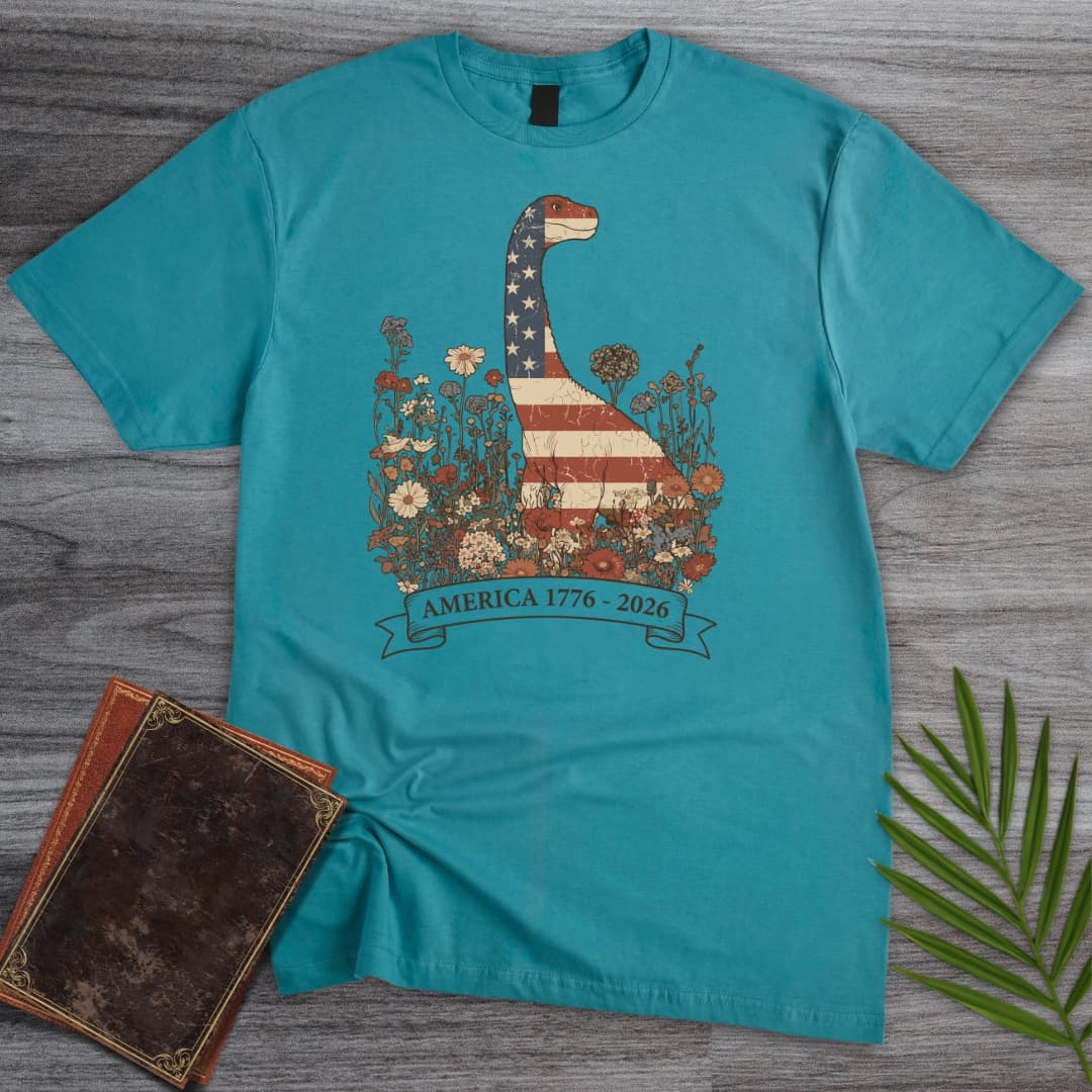 T-Shirt Tropical Blue / S Wildflower Brachiosaurus Americas 250th T-Shirt