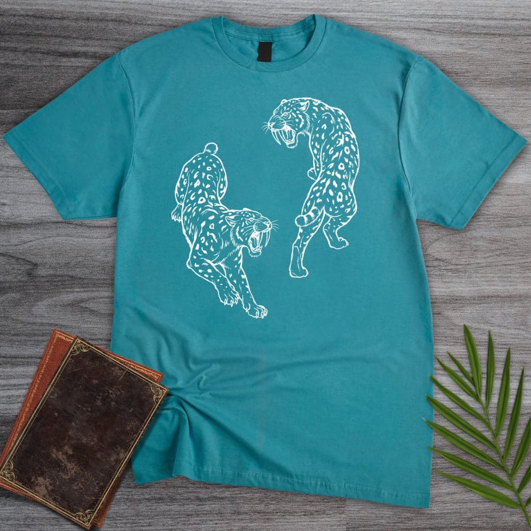 T-Shirt Tropical Blue / S Yin-Yang Sabre Toothed Tiger T-Shirt