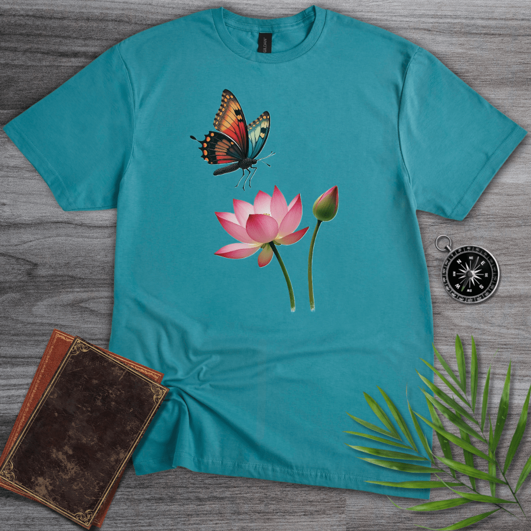 T-Shirt Vintage Blue / S Butterfly Blooms T-Shirt