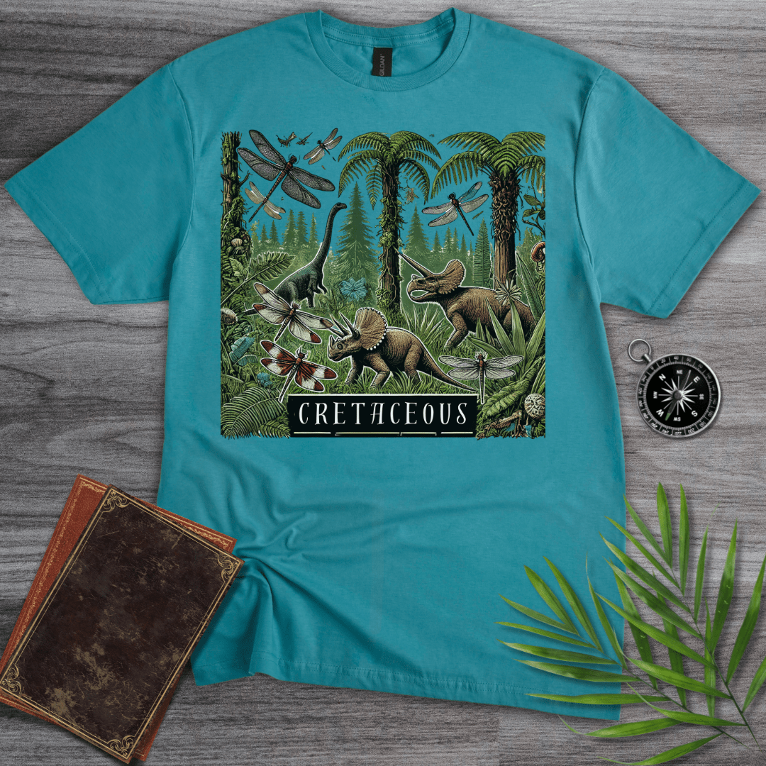 T-Shirt Vintage Blue / S Cretaceous Environmental: Triceratops and Bugs T-Shirt