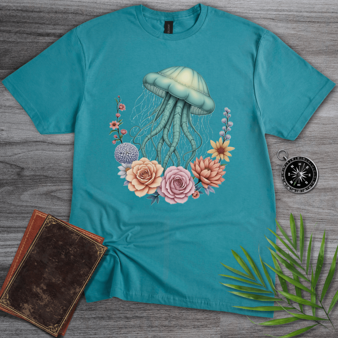 T-Shirt Vintage Blue / S Jellyfish Floral Graphic T-Shirt