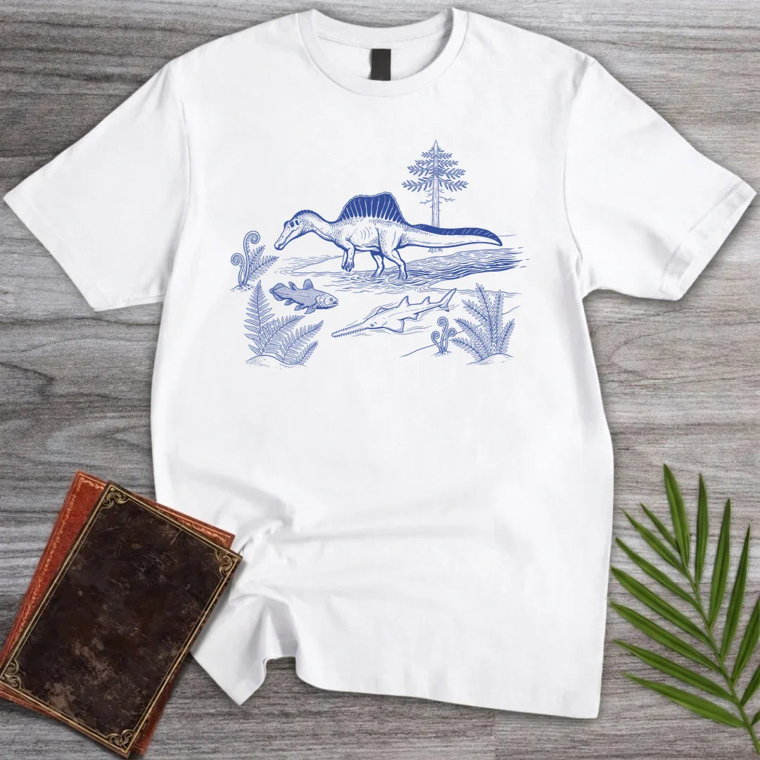 T-Shirt White / M Blue Porcelain Spinosaurus T-Shirt