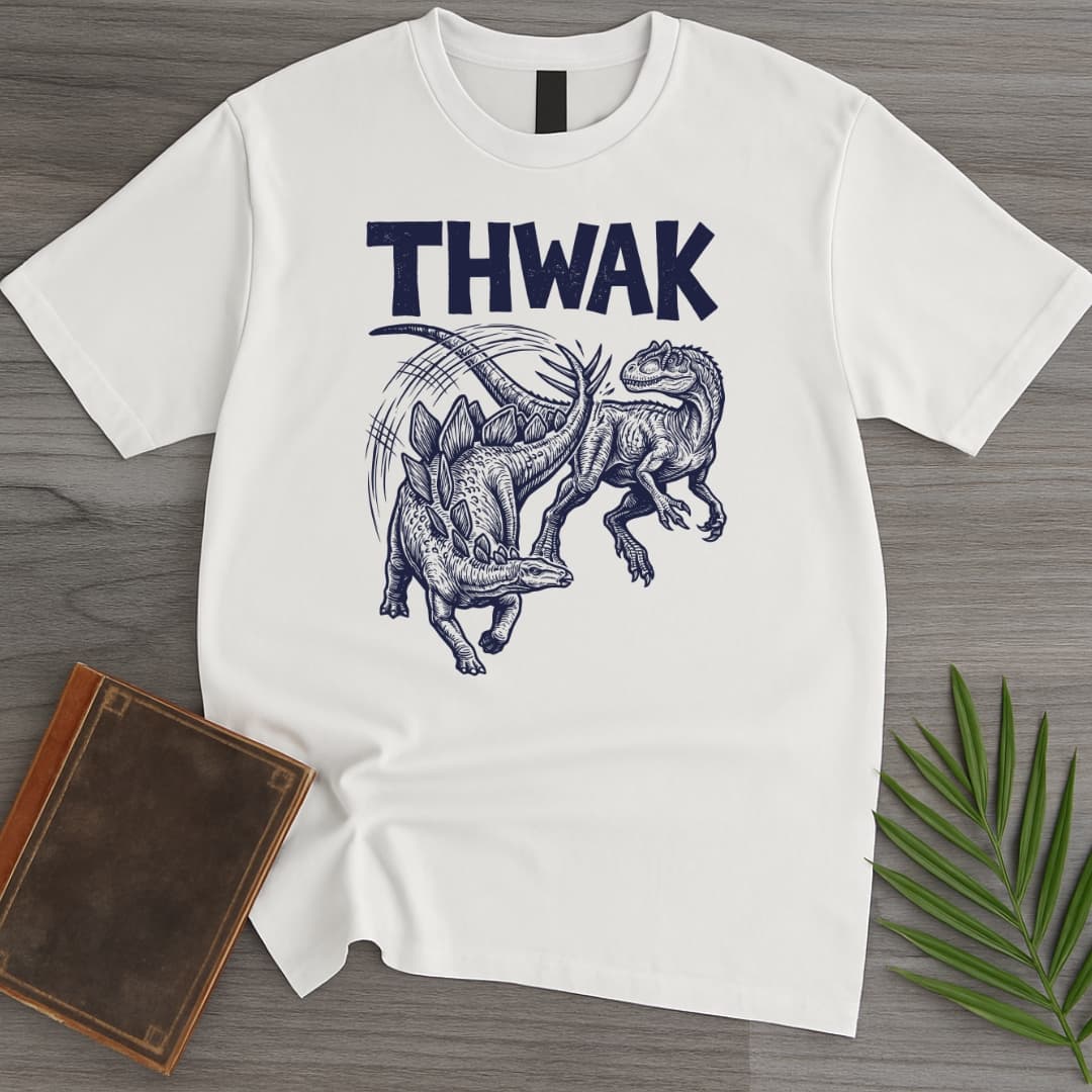 T-Shirt White / S Allosaurus vs Stegosaurus THWAK T-Shirt