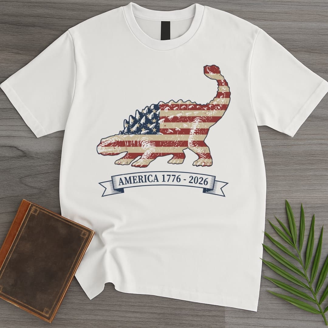T-Shirt White / S American Flag Ankylosaurus Americas 250th T-Shirt