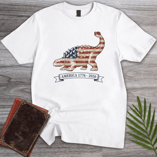 T-Shirt White / S American Flag Ankylosaurus Americas 250th T-Shirt