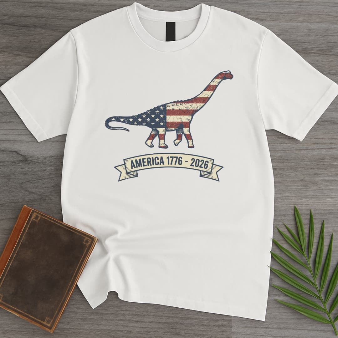 T-Shirt White / S American Flag Brachiosaurus Americas 250th T-Shirt